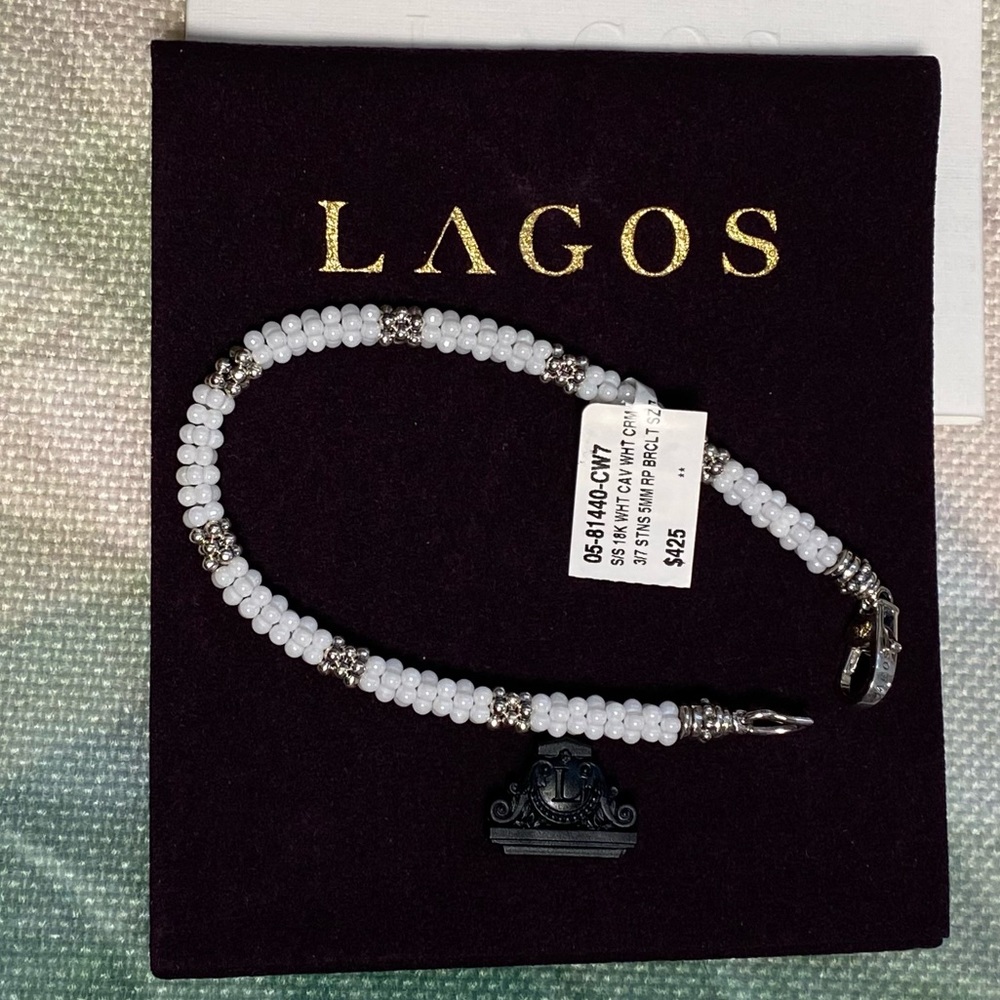 Brand new Lagos SS white ceramic 7” bracelet